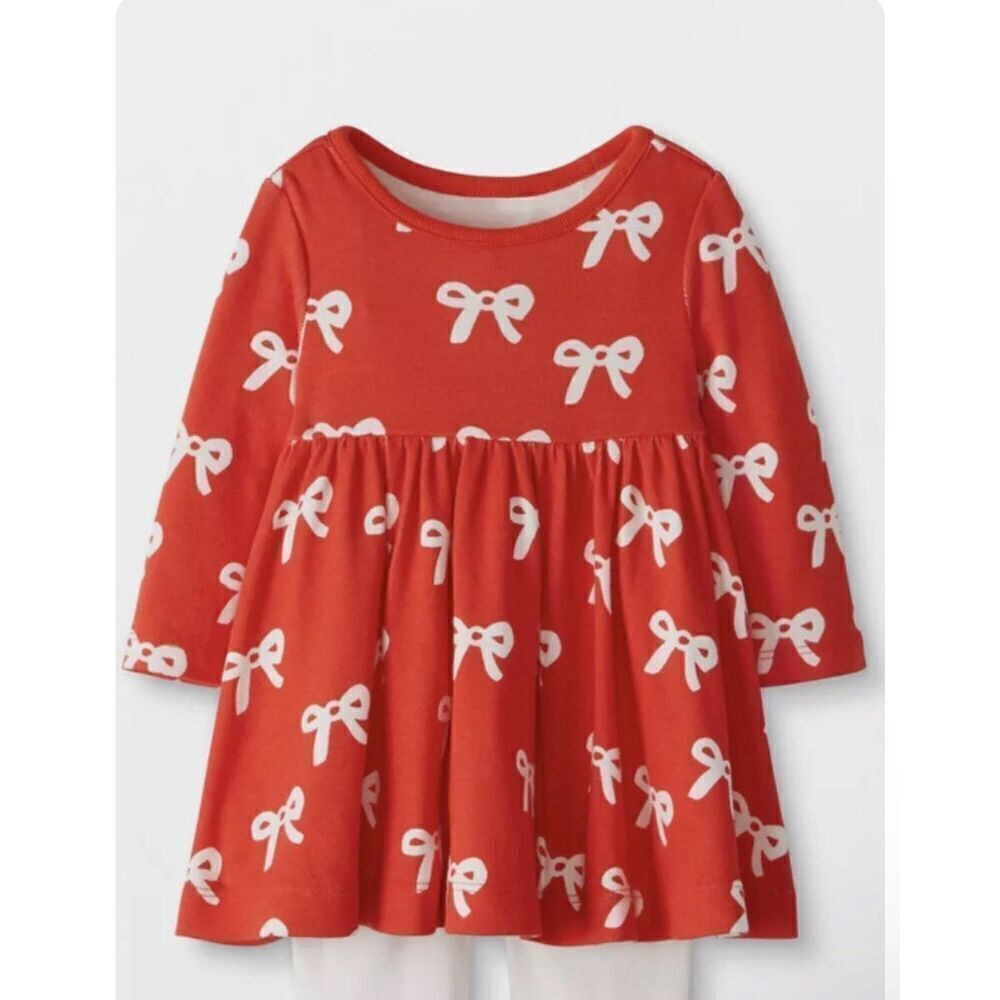 Hanna Andersson Baby Dress In Holiday Bow 12-18 months